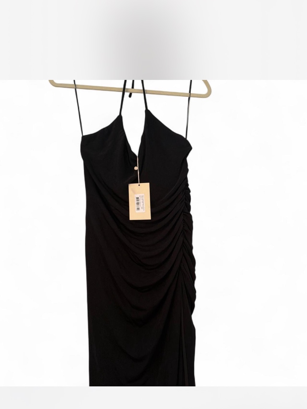 Meshki Black Strapless Ruched Slip Dress